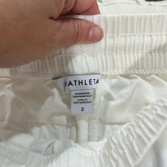 Athleta Retreat Linen Pants Woman White Wide Leg Summer Pockets Size 2 533474 - Picture 8 of 9